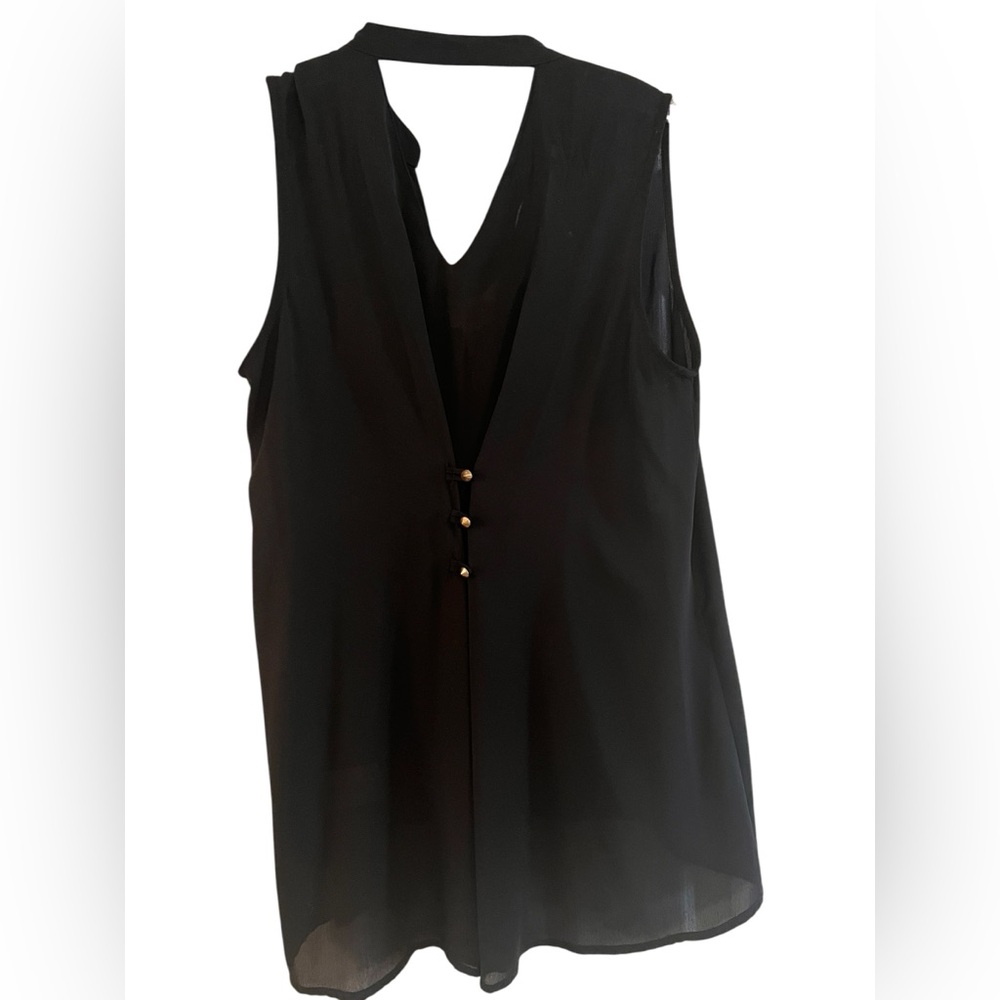 METAPHOR Strappy Tank sleeveless Top Black Gold Zipper  Sz M/M